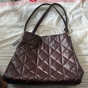 Elegant Quilted Brown Handbag